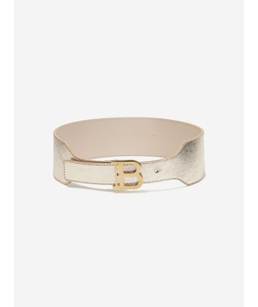 Balmain Girls Laminated Leather Belt in Gold store