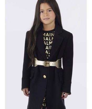 Balmain Girls Laminated Leather Belt in Gold store