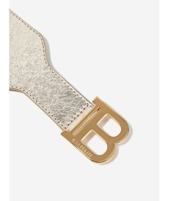 Balmain Girls Laminated Leather Belt in Gold store