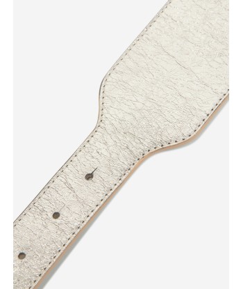 Balmain Girls Laminated Leather Belt in Gold store