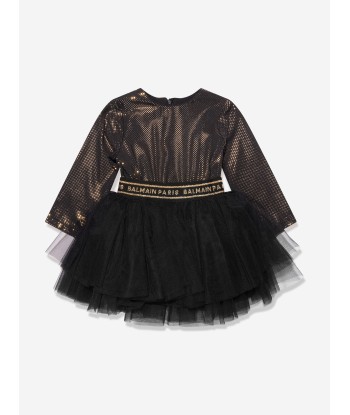 Balmain Baby Girls Spotted Ruffle Dress in Black 50-70% off 