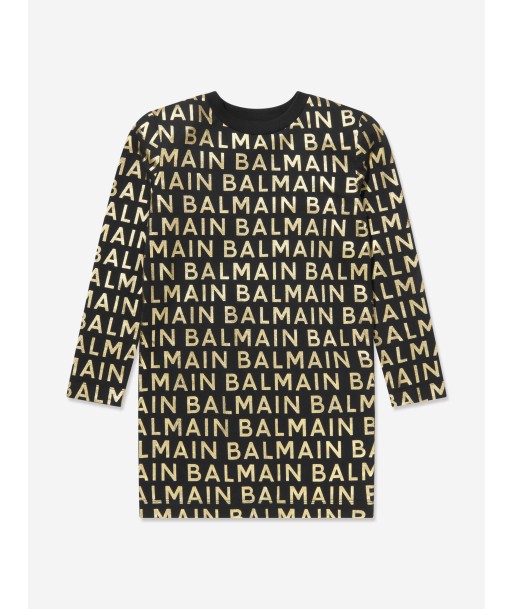 Balmain Girls Logo Sweater Dress in Black pas cher