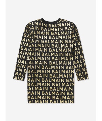 Balmain Girls Logo Sweater Dress in Black pas cher