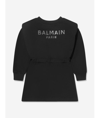 Balmain Girls Logo Sweater Dress in Black Economisez 