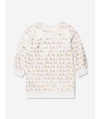 Balmain Girls Logo Sweater Dress in White l'évolution des habitudes 