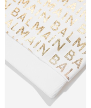 Balmain Girls Logo Sweater Dress in White l'évolution des habitudes 