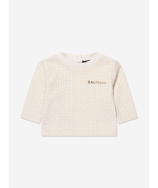 Balmain Baby Printed Fleece Sweatshirt in Ivory Profitez des Offres !