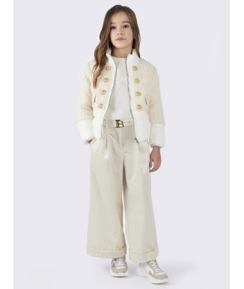 Balmain Girls Tweed Cloth Jacket in Ivory 2023