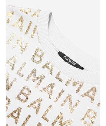 Balmain Girls Logo Sweater Dress in White l'évolution des habitudes 