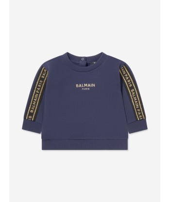 Balmain Baby Logo Sweatshirt in Navy Fin de série