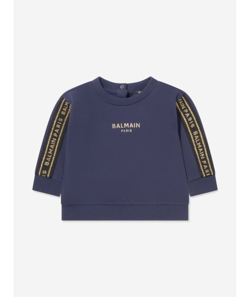 Balmain Baby Logo Sweatshirt in Navy Fin de série