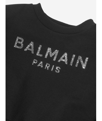 Balmain Girls Logo Sweater Dress in Black Economisez 