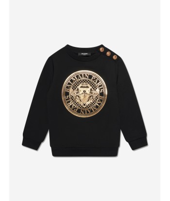 Balmain Kids Logo Print Sweatshirt in Black prix pour 