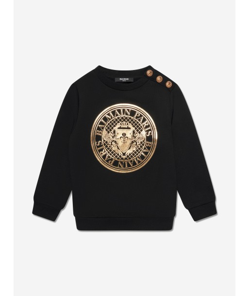 Balmain Kids Logo Print Sweatshirt in Black prix pour 