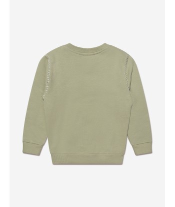 Balmain Kids Logo Sweatshirt in Green Les magasins à Paris