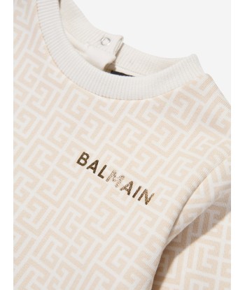 Balmain Baby Printed Fleece Sweatshirt in Ivory Profitez des Offres !