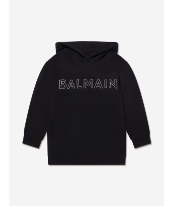 Balmain Kids Logo Hoodie in Black les muscles