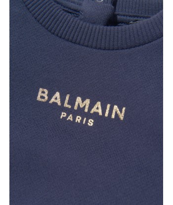 Balmain Baby Logo Sweatshirt in Navy Fin de série