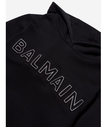 Balmain Kids Logo Hoodie in Black les muscles