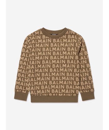 Balmain Kids Logo Sweatshirt in Brown Les magasins à Paris et en Île-de-France