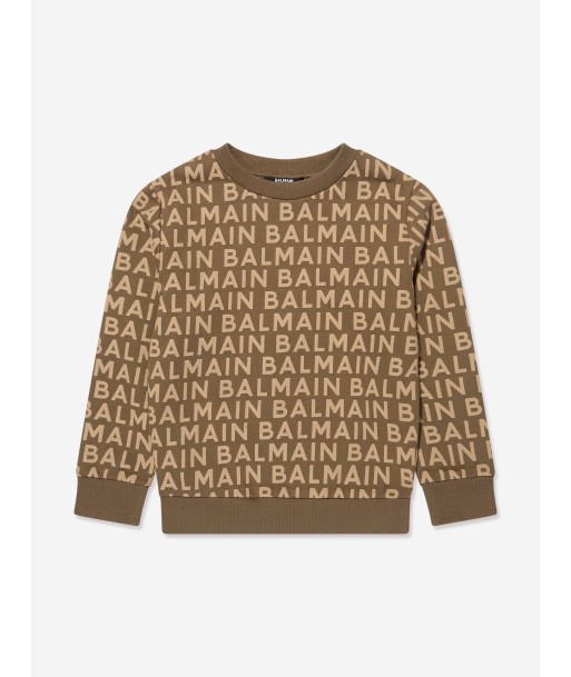 Balmain Kids Logo Sweatshirt in Brown Les magasins à Paris et en Île-de-France