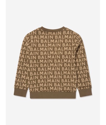 Balmain Kids Logo Sweatshirt in Brown Les magasins à Paris et en Île-de-France