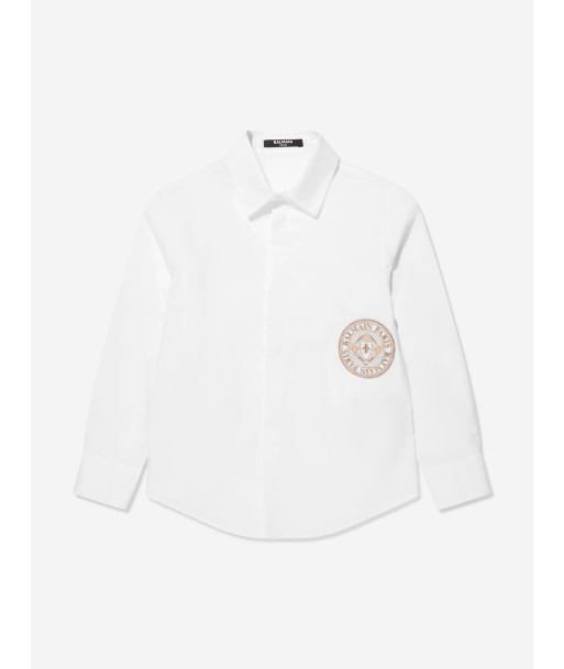 Balmain Boys Logo Shirt in White Economisez 