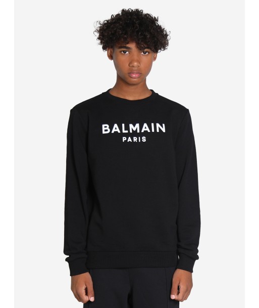 Balmain Kids Logo Sweatshirt in Black Voir les baskets