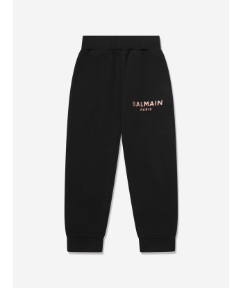 Balmain Girls Logo Joggers in Black le des métaux précieux