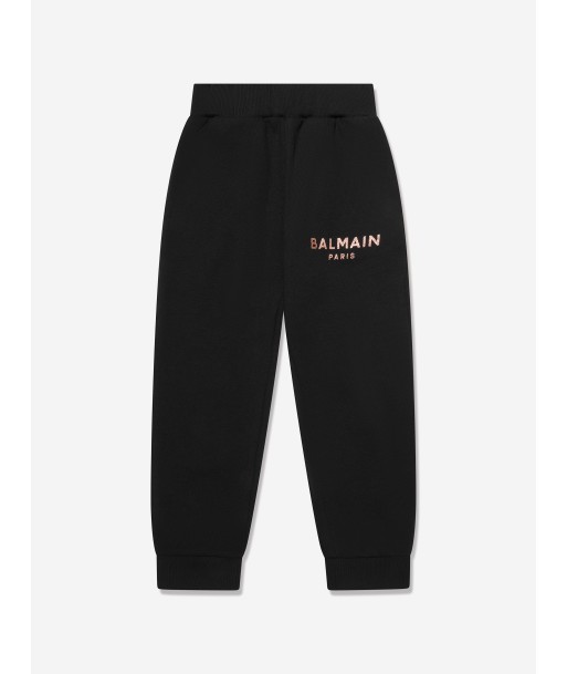 Balmain Girls Logo Joggers in Black le des métaux précieux