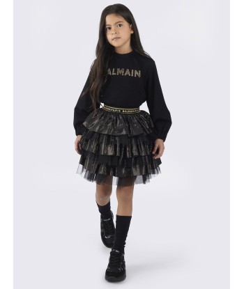 Balmain Girls Ruffle Skirt in Black Véritable concentré