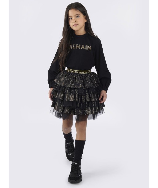 Balmain Girls Ruffle Skirt in Black Véritable concentré