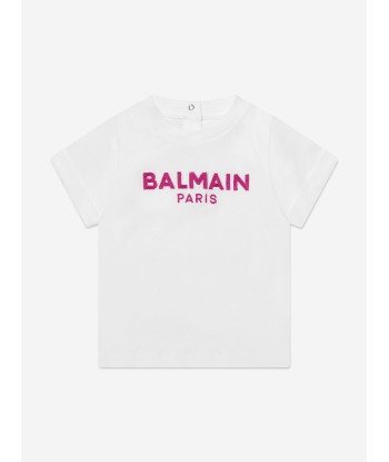 Balmain Baby Logo T-Shirt in White sur le site 