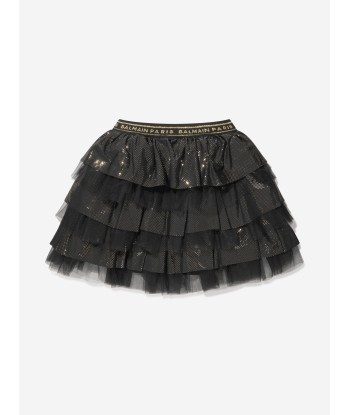 Balmain Girls Ruffle Skirt in Black Véritable concentré