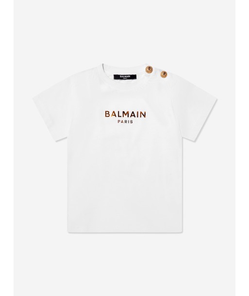 Balmain Baby Logo T-Shirt in White en stock