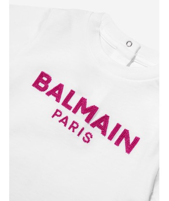 Balmain Baby Logo T-Shirt in White sur le site 