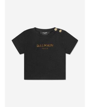 Balmain Baby Logo T-Shirt in Black en ligne