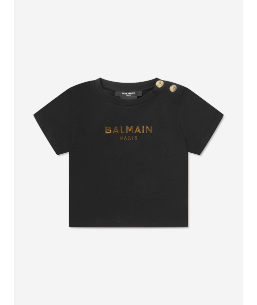 Balmain Baby Logo T-Shirt in Black en ligne