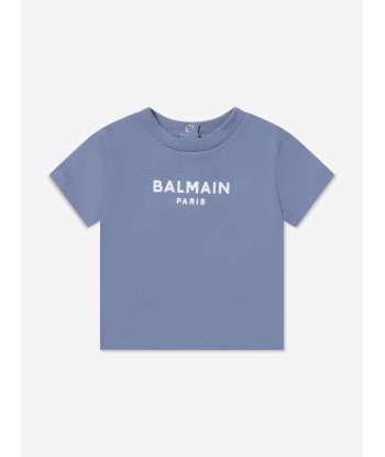 Balmain Baby Boys Logo T-Shirt in Blue la chaussure