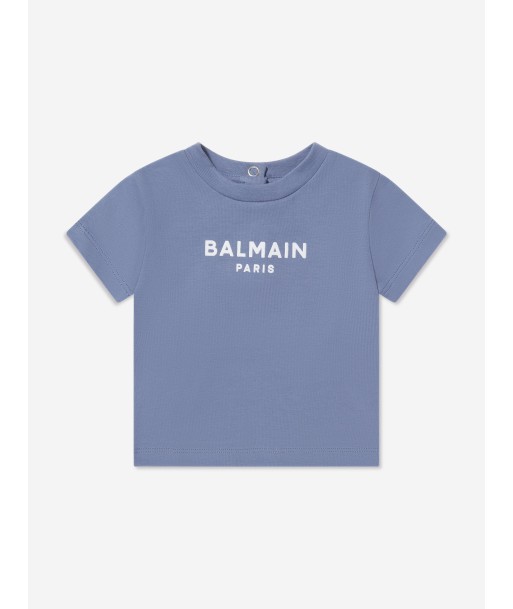 Balmain Baby Boys Logo T-Shirt in Blue la chaussure