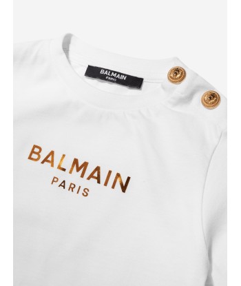 Balmain Baby Logo T-Shirt in White en stock