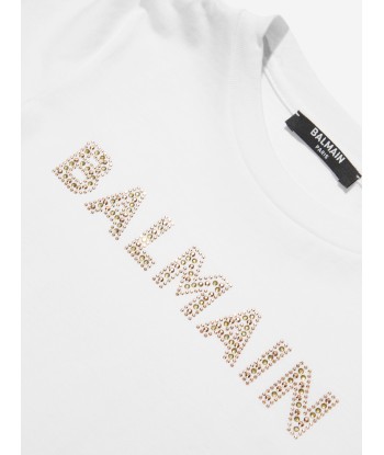 Balmain Girls Logo T-Shirt in White est présent 