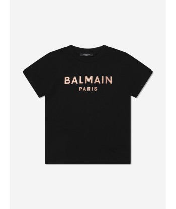 Balmain Girls Logo T-Shirt in Black Paris Déstockage Promo