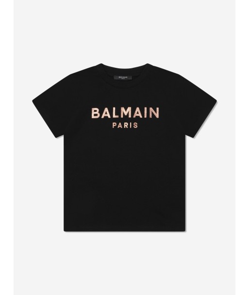 Balmain Girls Logo T-Shirt in Black Paris Déstockage Promo