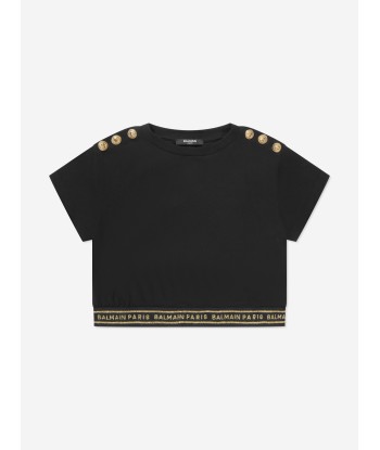 Balmain Girls Logo T-Shirt in Black Comparez et commandez 