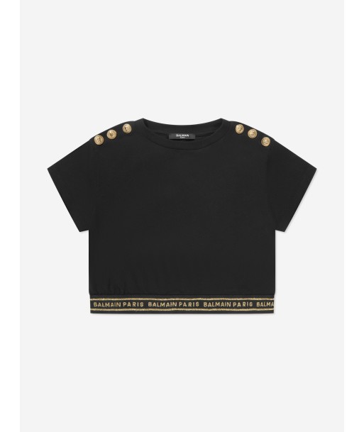 Balmain Girls Logo T-Shirt in Black Comparez et commandez 