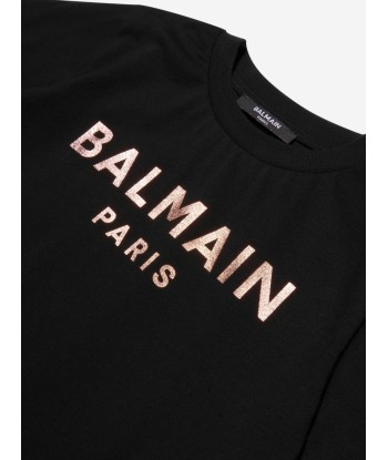 Balmain Girls Logo T-Shirt in Black Paris Déstockage Promo