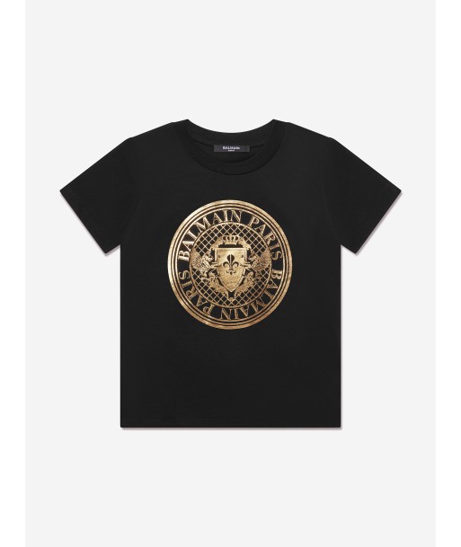 Balmain Boys Logo Print T-Shirt in Black Fin de série