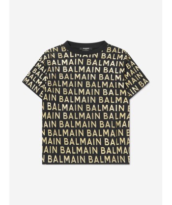 Balmain Boys Logo Print T-Shirt in Black de l' environnement