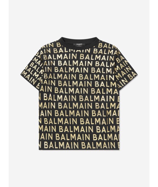 Balmain Boys Logo Print T-Shirt in Black de l' environnement